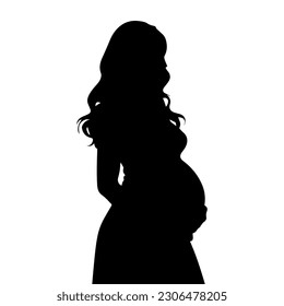 Vector illustration. Silhouette of a pregnant girl. Future mom.