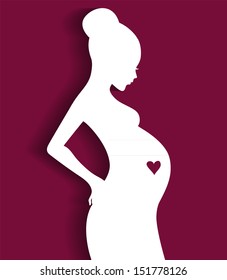 Vector illustration of Silhouette pregnant woman