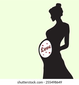 Vector illustration of silhouette of pregnant woman