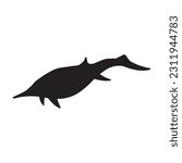 vector illustration of silhouette of prehistoric creature shastasaurus isolated on white background.