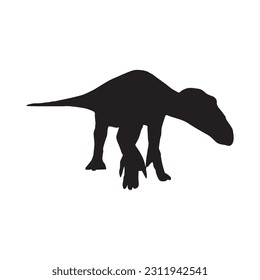 vector illustration of silhouette of prehistoric creature iguanodon isolated on white background