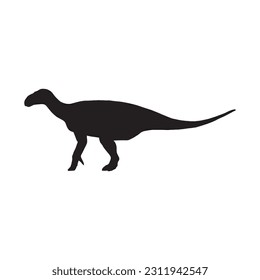 vector illustration of silhouette of prehistoric creature iguanodon isolated on white background