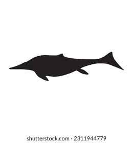 vector illustration of silhouette of prehistoric creature shastasaurus isolated on white background.