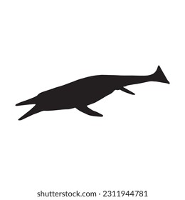 vector illustration of silhouette of prehistoric creature shastasaurus isolated on white background.