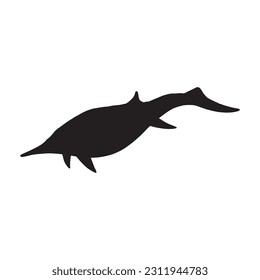 vector illustration of silhouette of prehistoric creature shastasaurus isolated on white background.