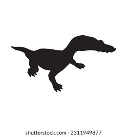 vector illustration of silhouette of prehistoric creature nothosaurus isolated on white background