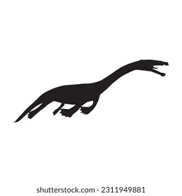 vector illustration of silhouette of prehistoric creature nothosaurus isolated on white background