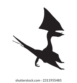 vector illustration of silhouette of prehistoric creature tapejara isolated on white background