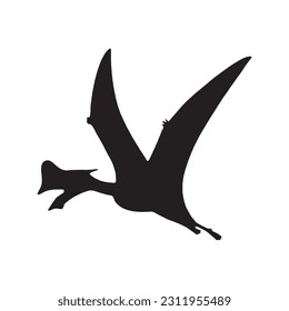 vector illustration of silhouette of prehistoric creature tapejara isolated on white background