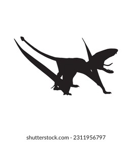 vector illustration of silhouette of prehistoric creature dimorphodon isolated on white background