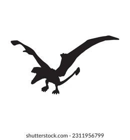 vector illustration of silhouette of prehistoric creature dimorphodon isolated on white background
