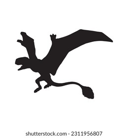 vector illustration of silhouette of prehistoric creature dimorphodon isolated on white background
