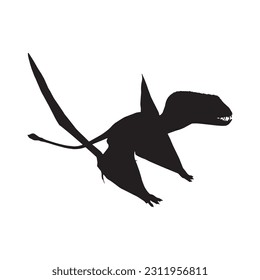 vector illustration of silhouette of prehistoric creature dimorphodon isolated on white background