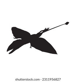 vector illustration of silhouette of prehistoric creature dimorphodon isolated on white background