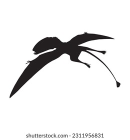 vector illustration of silhouette of prehistoric creature dimorphodon isolated on white background