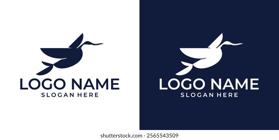 Vector illustration of Silhouette of a rare bird, Stork.