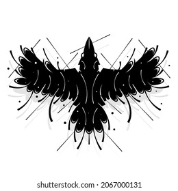 Vector illustration of the silhouette of a raven in grunge style.