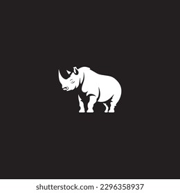 Vector illustration of a silhouette of a rhino 