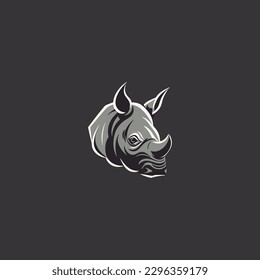 Vector illustration of a silhouette of a rhino 