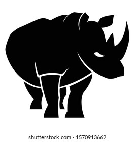 Vector illustration of a silhouette of a rhino on isolated white background. 