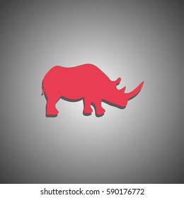 Vector illustration of a silhouette of a rhino standing