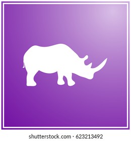 Vector illustration of a silhouette of a rhino standing. Rhinoceros side view profile.