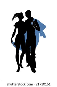 Vector  Illustration Silhouette of the romantic couple