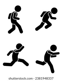 Vector illustration of a silhouette of a running man on a white background