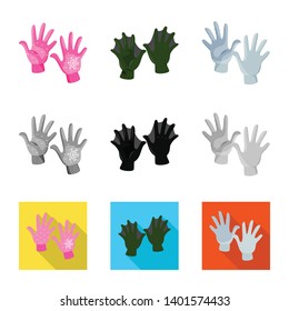 Vector illustration of silhouette and safety icon. Set of silhouette and comfort stock symbol for web.