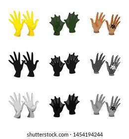 Vector illustration of silhouette and safety icon. Set of silhouette and comfort stock vector illustration.