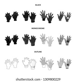 Vector illustration of silhouette and safety logo. Collection of silhouette and comfort stock symbol for web.