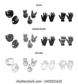 Vector illustration of silhouette and safety logo. Collection of silhouette and comfort stock symbol for web.
