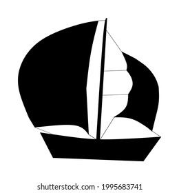 Vector illustration of a silhouette of a sailboat 