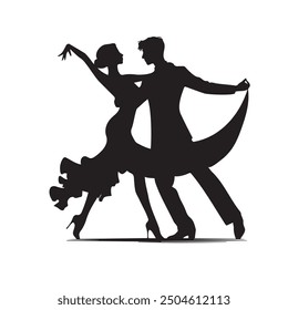 Vector illustration silhouette of a salsa dance couple. 