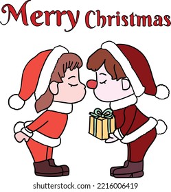Vector illustration: Silhouette of Santa Claus carries a heavy sack full of gifts on white background.