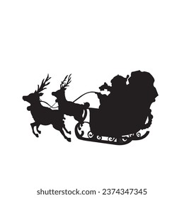 Ilustración vectorial Silhouette de santa claus trineo sobre fondo blanco