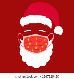 vector illustration of silhouette of Santa wearing mask