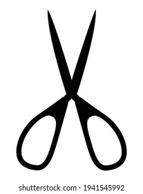Vector illustration of the silhouette of scissors with open blades.