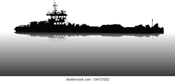 Vector illustration of silhouette of the sea cargo ship