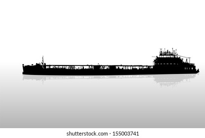 Vector illustration of silhouette of the sea cargo ship