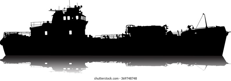 Vector illustration of silhouette of the sea cargo ship