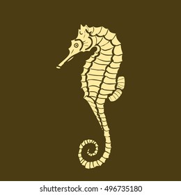 vector illustration silhouette of seahorse. Seahorse made in one color under the stencil. hippocampus