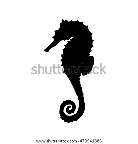 vector illustration of silhouette of seahorse. Seahorse made in one color under the stencil. hippocampus silhouette Stock photo © 
