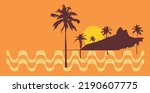 Vector illustration of silhouette of seaside cityscape of Rio de Janeiro, Brazil.