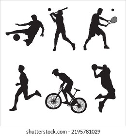 Vector illustration  silhouette set design. Healthy sportsman collection.Healthy sportsman collection. Lifestyle activity athletics power.