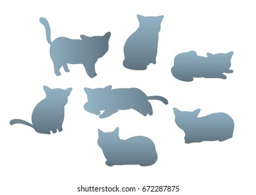 Vector illustration silhouette shape of cat and blue gradient.