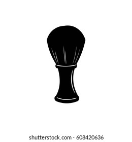 Vector illustration of silhouette of a shaving brush shaving beard Barber shop on a white background.