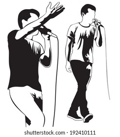 Vector illustration of silhouette singer