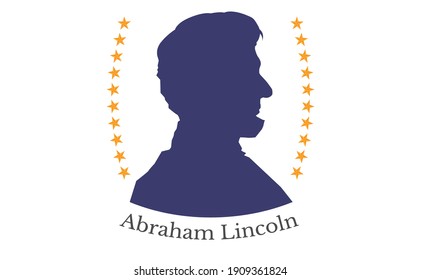 A vector illustration of a silhouette of the sixteenth President of the USA Abraham Lincoln on an white background.