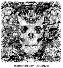 vector illustration silhouette of the skull grunge texture monochrome